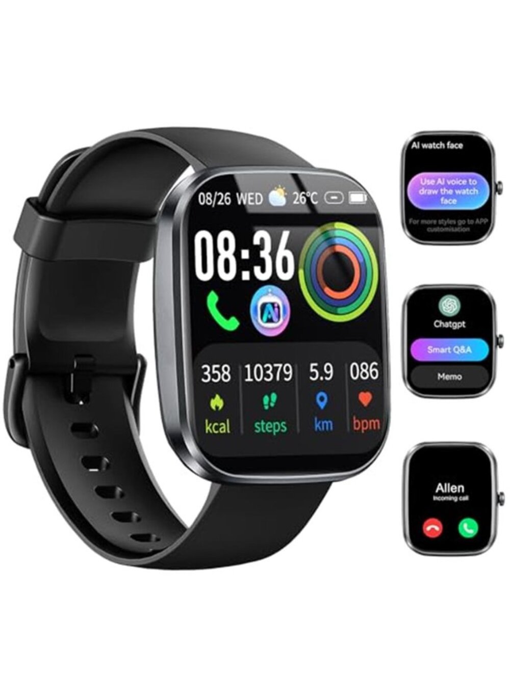 AI Smart Watch with Voice Interaction– ChatGPT, Custom AI Watch Faces,